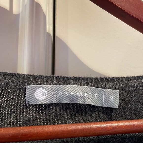 - Incashmere 100% cashmere v neck grey 3/4 sleeve  sweater medium fitted - Picture 3 of 8